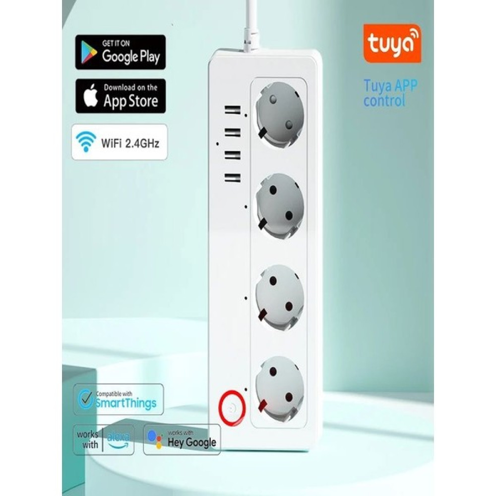 ÇELİKWORK Fulltech Fsm3 Tuya Wifi Çoklayıcı 4xsoket, 4xusb 10W, Akıllı Kontrollü Priz Çoklu Priz Android/ıos Office - 1 Adet Prizler Fiyatı
