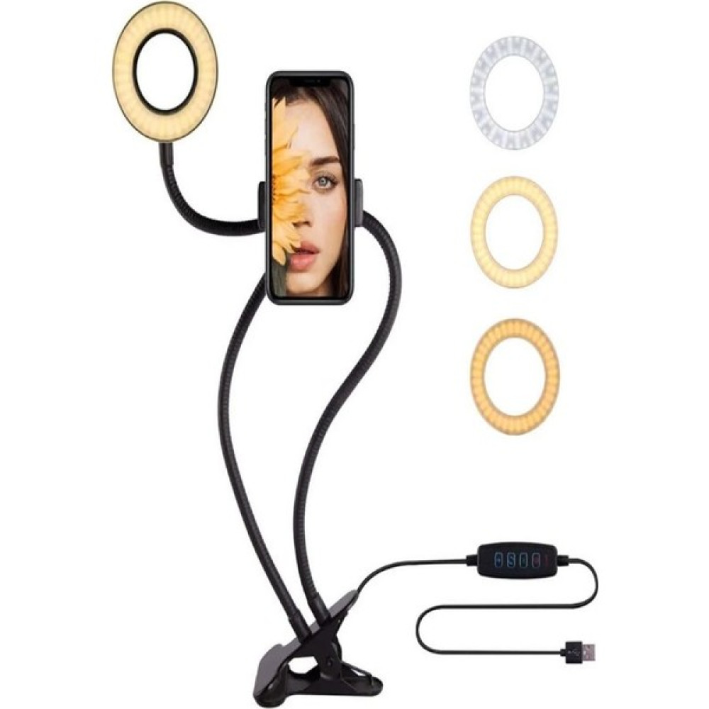 ÇELİKWORK Taşınabilir LED Işıklı Tablet&telefon Tutucu Tripod Mini Halka Youtuber Tiktok Makyaj Işığı Mandal - Siyah Tripodlar Fiyatı