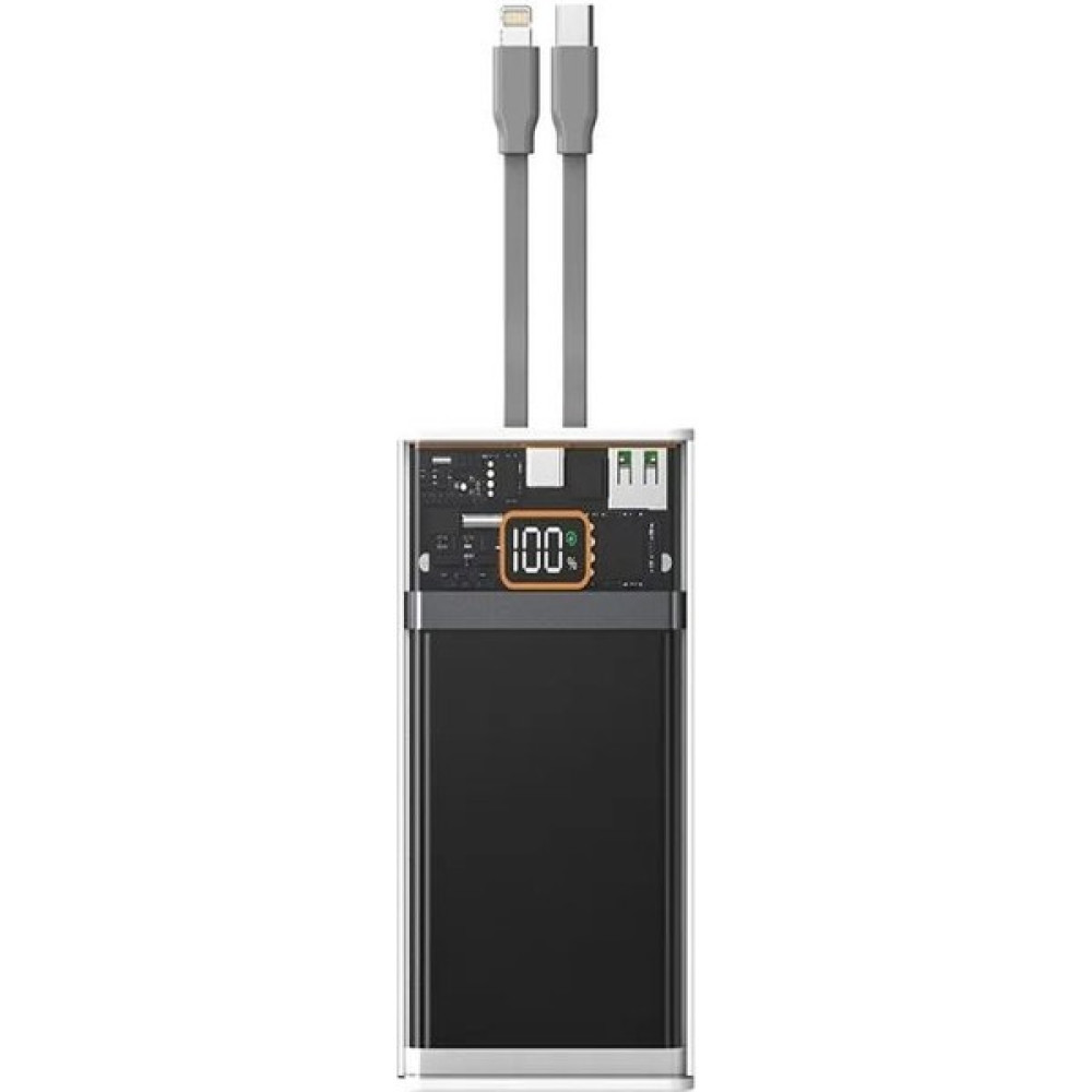 ÇELİKWORK Transparan 22.5W Hızlı Şarj Güç Banka 10000MAH Taşınabilir Tepe-C Lighting Kablo ile Powerbank - Siyah Taşınabilir Şarj Cihazı - Powerbank Fiyatı