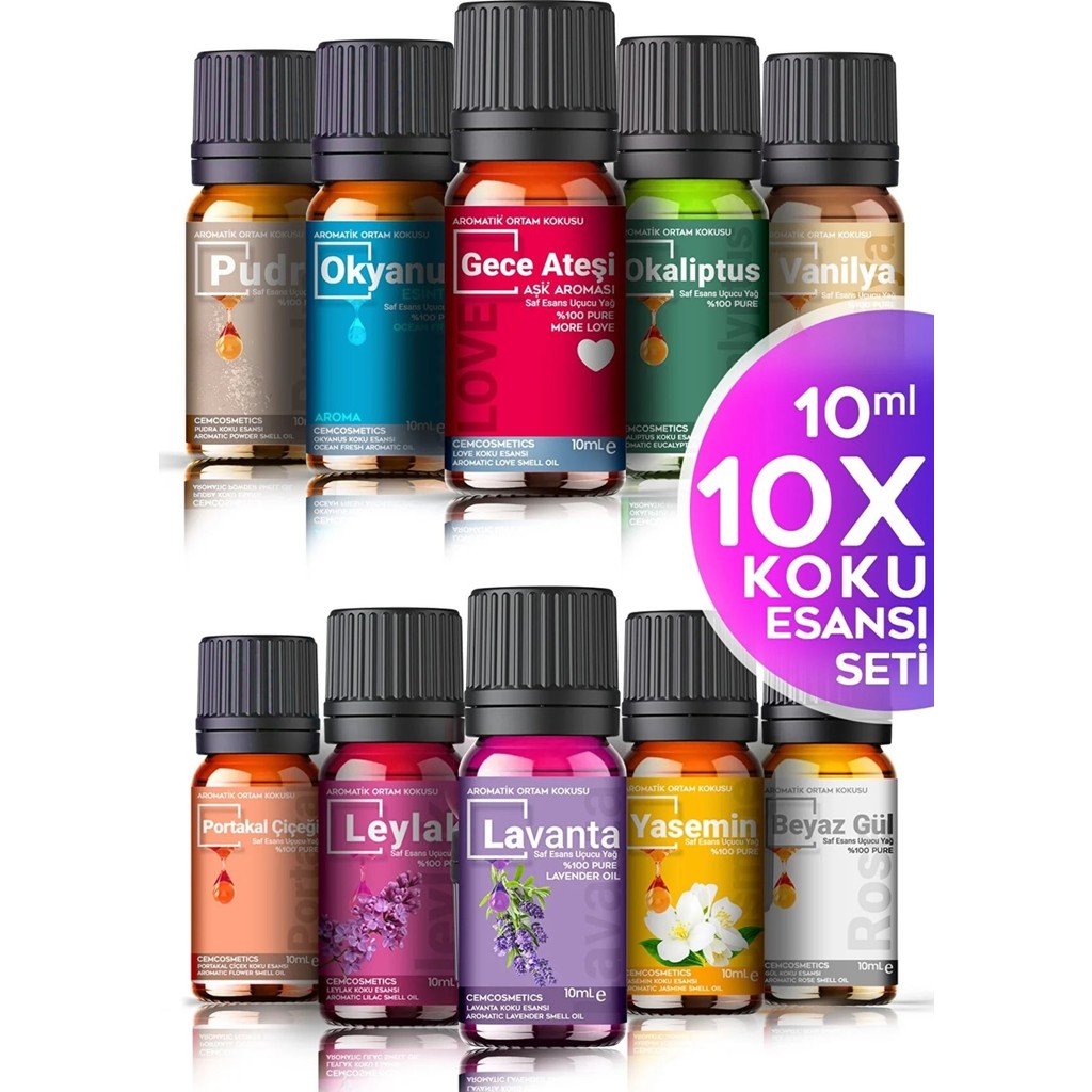 Cem Cosmetics Cem Cosmetics oda Kokusu Buhurdanlık Yağı 10’lu Set 10 X10 ml Aromatik Esansiyel Yağ Serisi Diğer Fiyatı