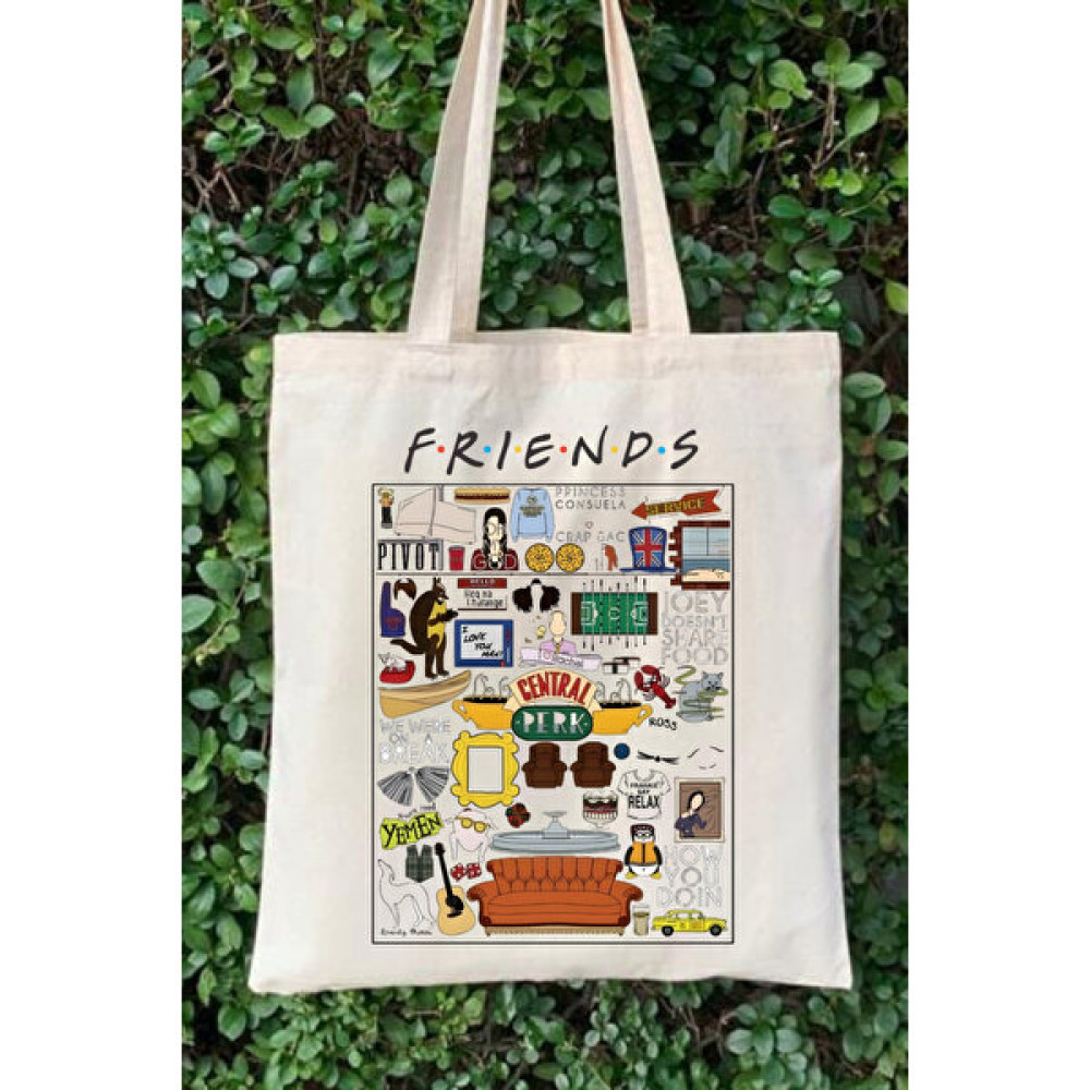 Cemira Friends Tv Show Kolaj Ham Bez Çanta Tote Bag Bayan Çanta ve Cüzdan Fiyatı