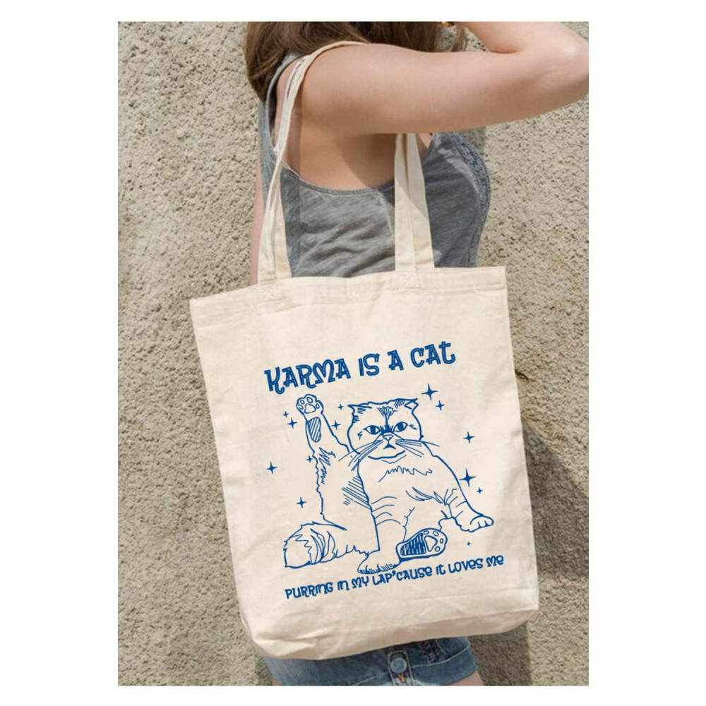 Cemira Karma Is A Cat Taylor Swift Tote Bag Bez Çanta Standart Beden Unisex Çanta & Cüzdan ve Seyahat Çantaları Fiyatı