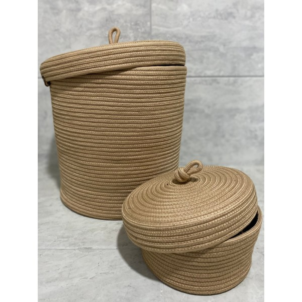 Cemre Design Banyo Sepeti Takımı, Çamaşır Sepeti, Kirli Sepeti, Set, Jüt, Hasır - Kahverengi Sepet Fiyatı