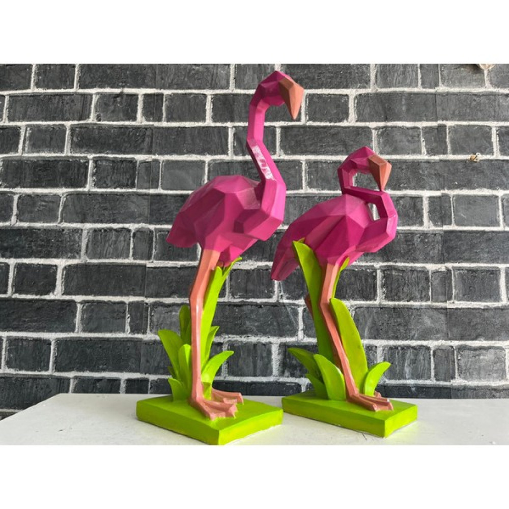 Cemrela Art 2'li Kübik Flamingo Heykeli Set, Dekoratif Obje, Bahçe Süsü Biblo Fiyatı