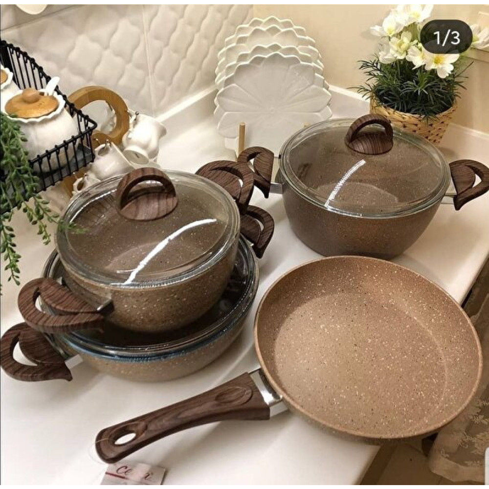 Cena 7 Parça Granit Tence Seti Sh44 Tencereler Fiyatı