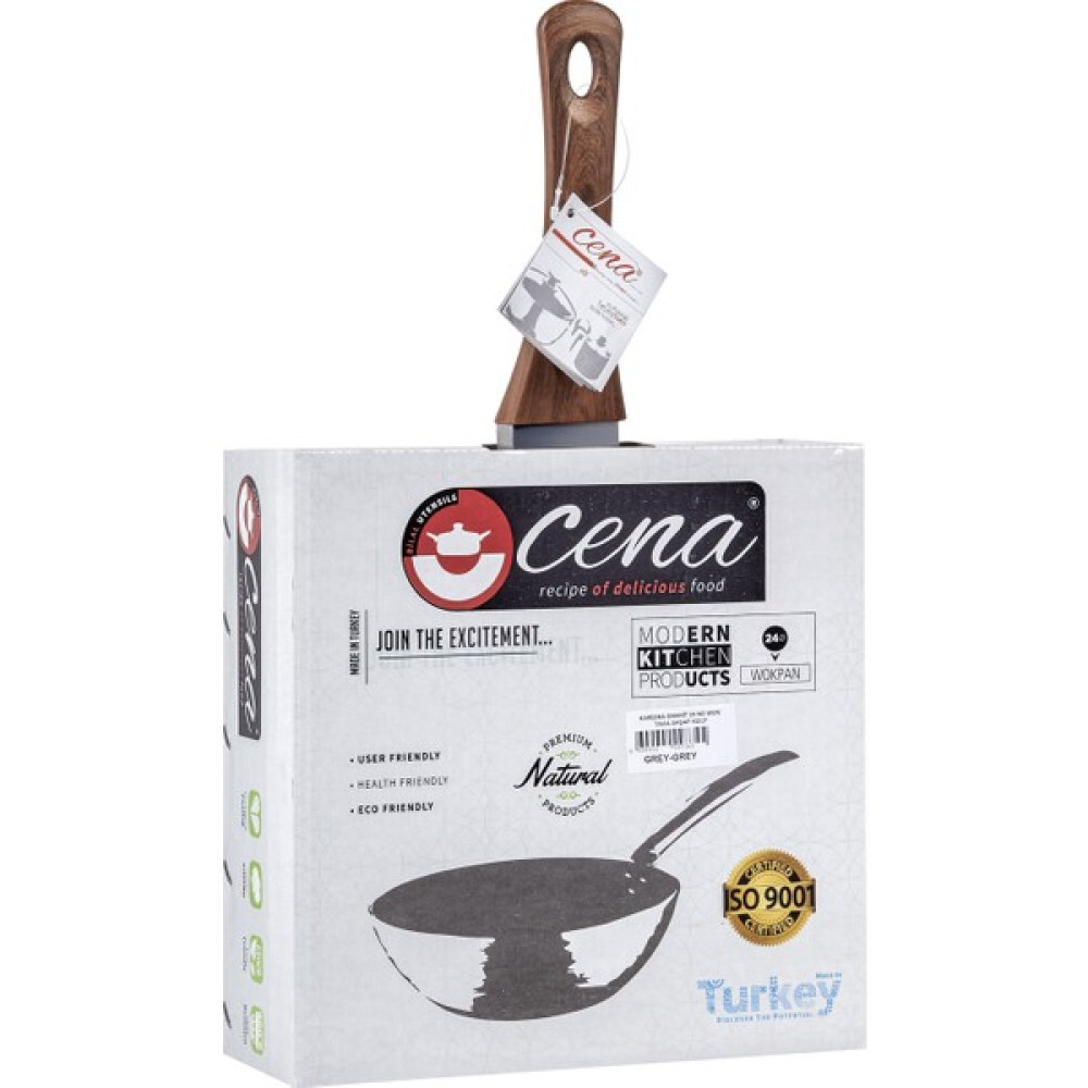 Cena Karizma Gri 24 cm Ahşap Kulp Wok Tava Tavalar Fiyatı