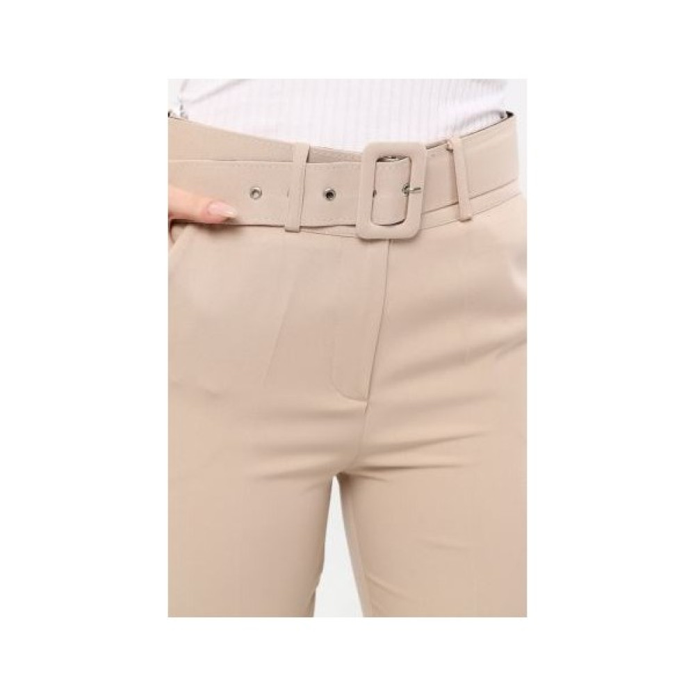 Cendertrendmoda Kadın Ispanyol Paça Klasik Kemerli Kumaş Pantolon Kadın Pantolon Fiyatı