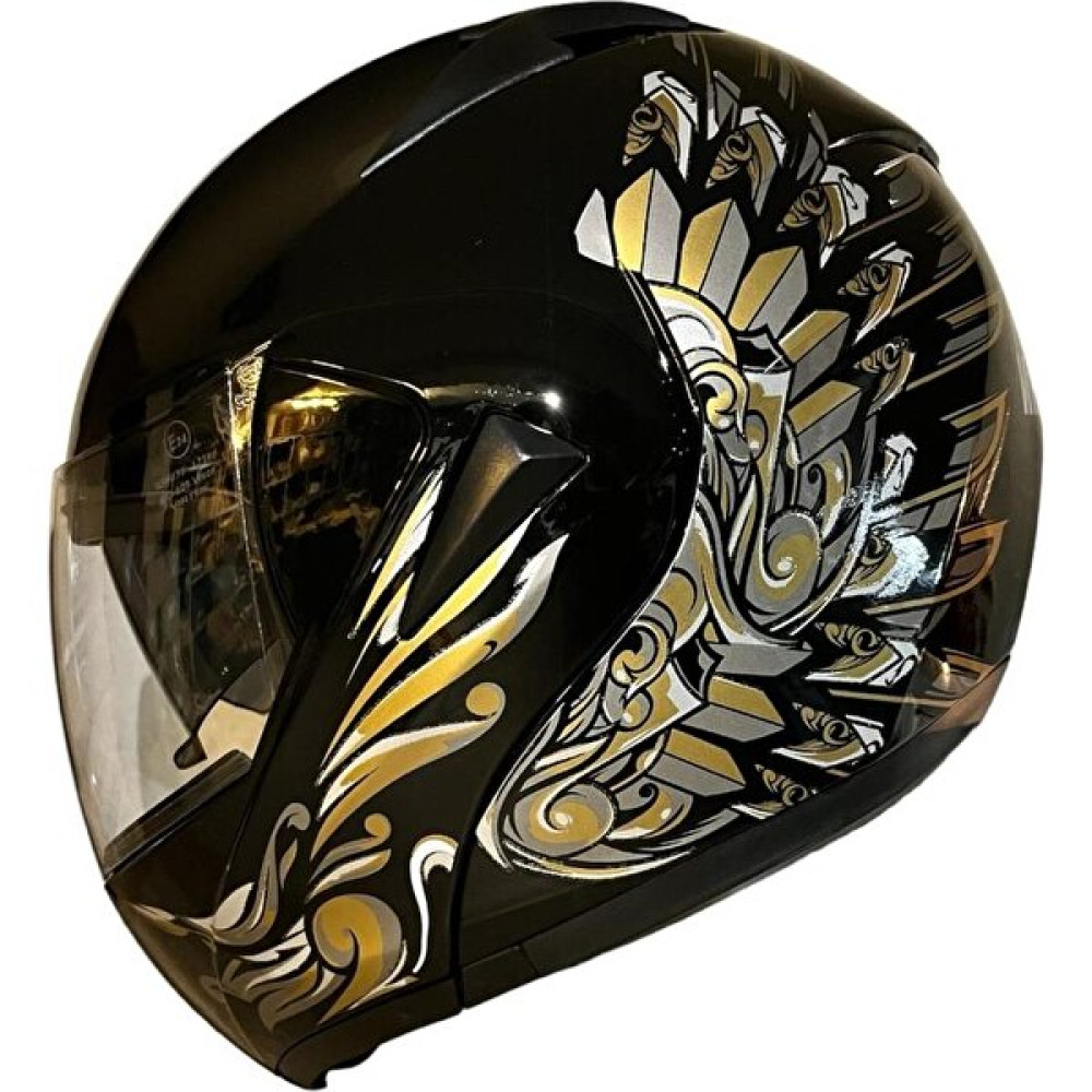 Çene Açılır Kask Vizörlü Siyah Gold Icon Ece Belgeli - M Motorsiklet Kaskları Fiyatı