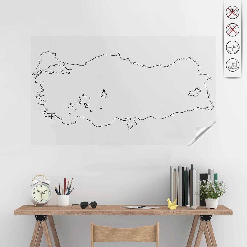 Cengo 48X110 Dilsiz Türkiye Haritası Statik Kağıt 48x110 cm Karton Malzeme ile Üretilmiştir Diğer Fiyatı