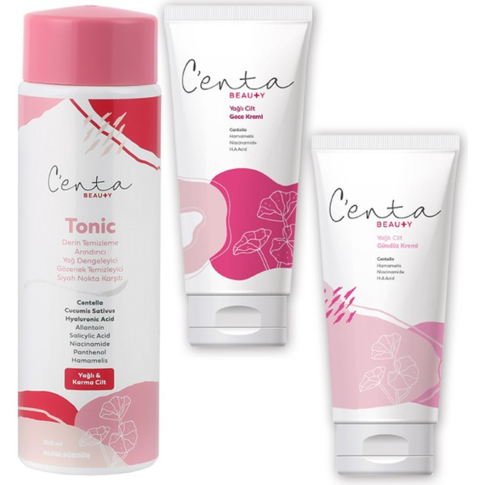C'enta Beauty Yağlanma Karşıtı Gece Gündüz Krem ve Tonik Seti - Cica Krem Seti Cilt Temizleme ve Peeling Fiyatı
