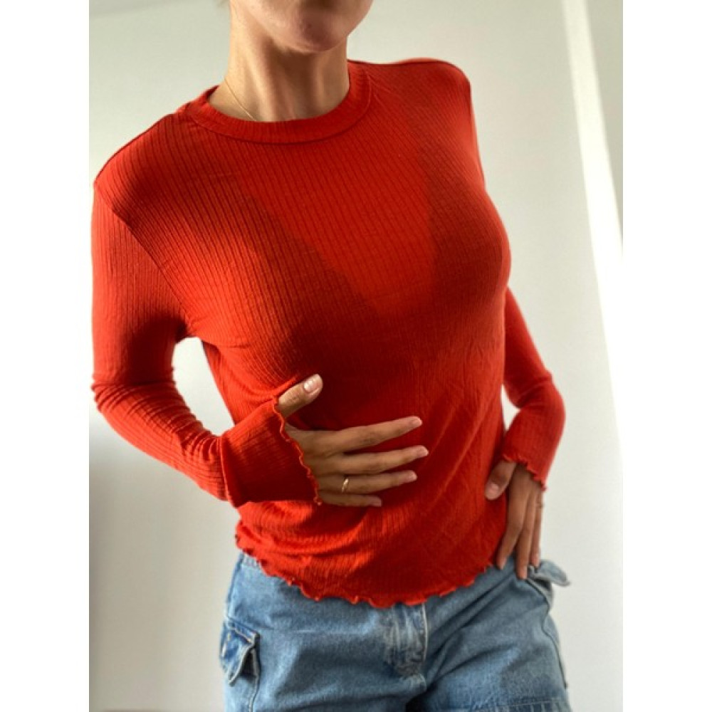 Centeno Tencel Kumaş Yarı Transparan Uçları Fırfırlı Yumuşak Bluz Bluz Fiyatı