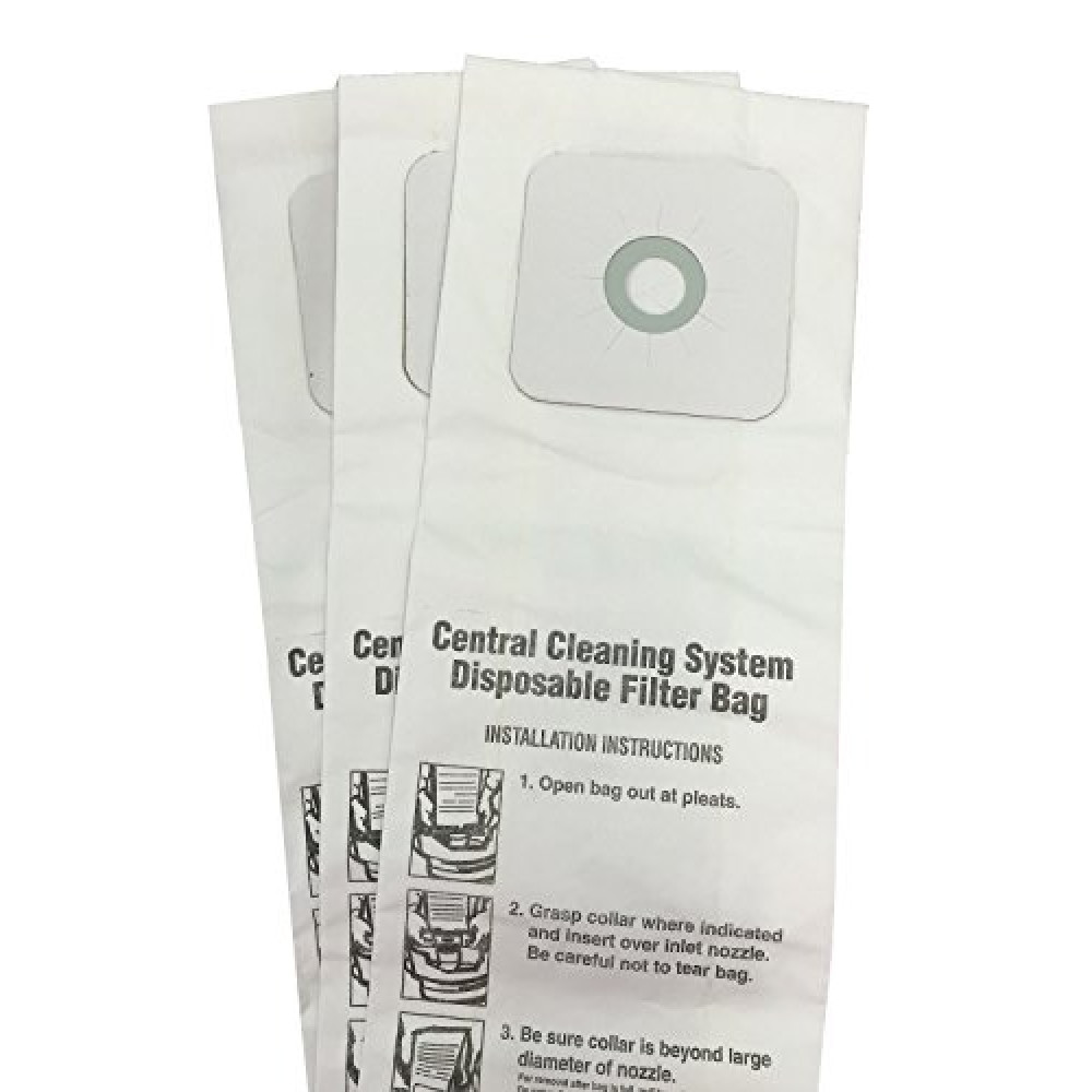 CENTRAL VACUUM BAGS for Nutone 391, 391-8, 3918, 44186 3-Pack