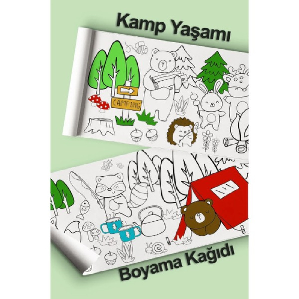 Ceo Design Kamp Yaşamı Temalı 2,5 Metre Dev Boyama Kağıdı Çocuklar Anaokulları Kreş ve Tatil Aktiviteleri Resim Defteri Fiyatı