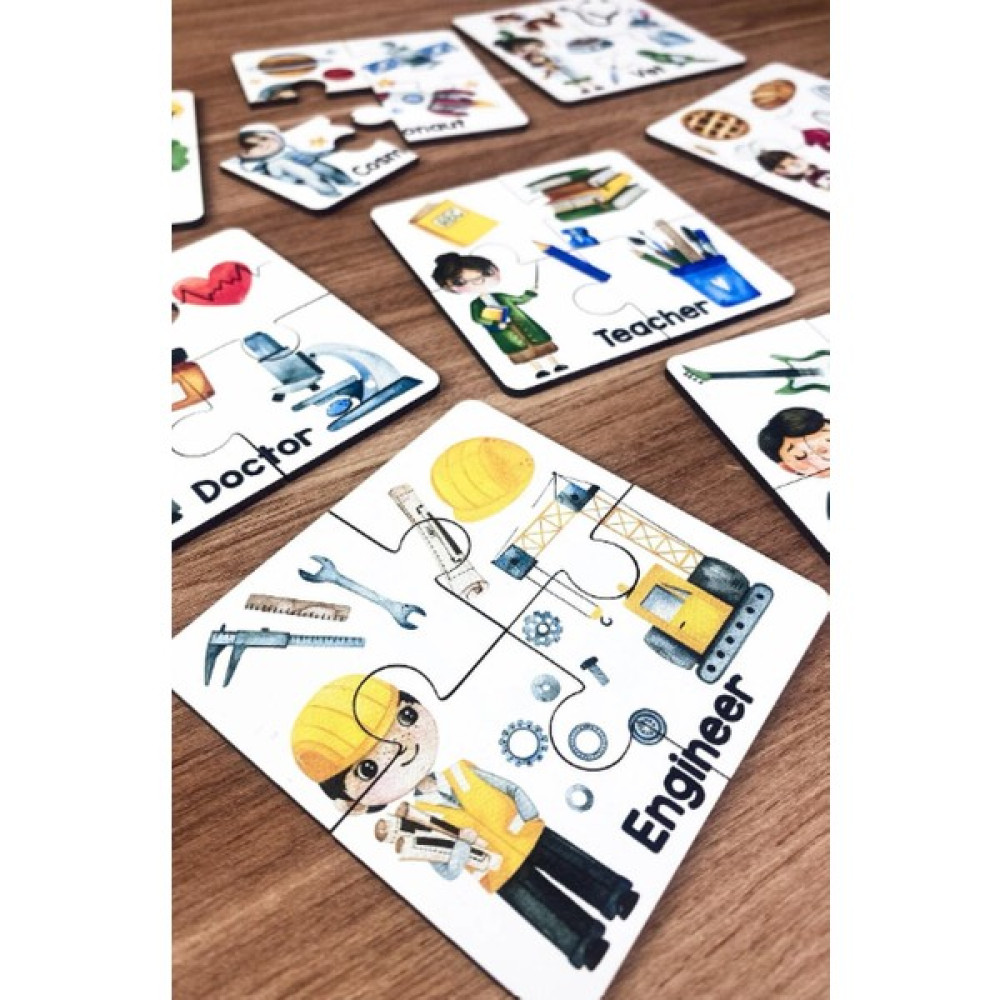 Ceo Design Meslekleri Ingilizce Öğreniyorum 4 Lü Ahşap Puzzle Zeka Oyunları Eğitici Oyuncak Fiyatı