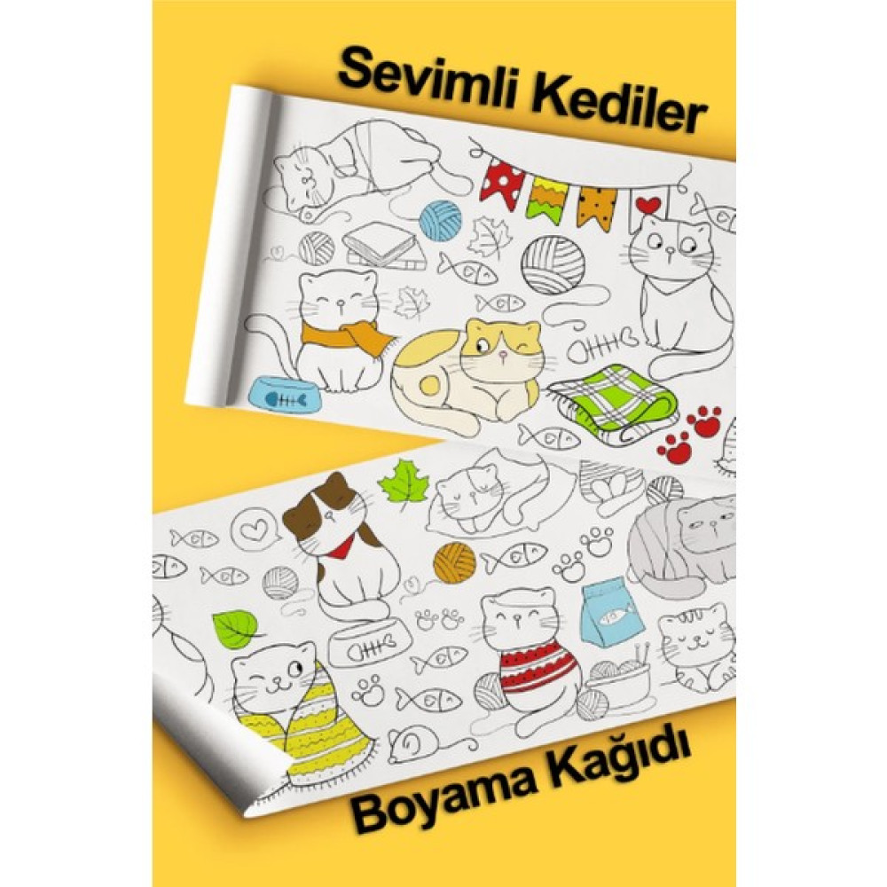 Ceo Design Sevimli Kediler Temalı 2 5 Metre Dev Boyama Aktivite Kağıdı Çocuklar Kreşler Anaokulları Resim Defteri Fiyatı