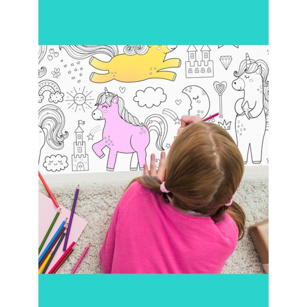Ceo Design Unicorn Masalı Dev Boyama Kağıdı 2,5 Metre Çocuklar Anaokulları ve Kreşler Için Yardımcı Malzeme Fiyatı