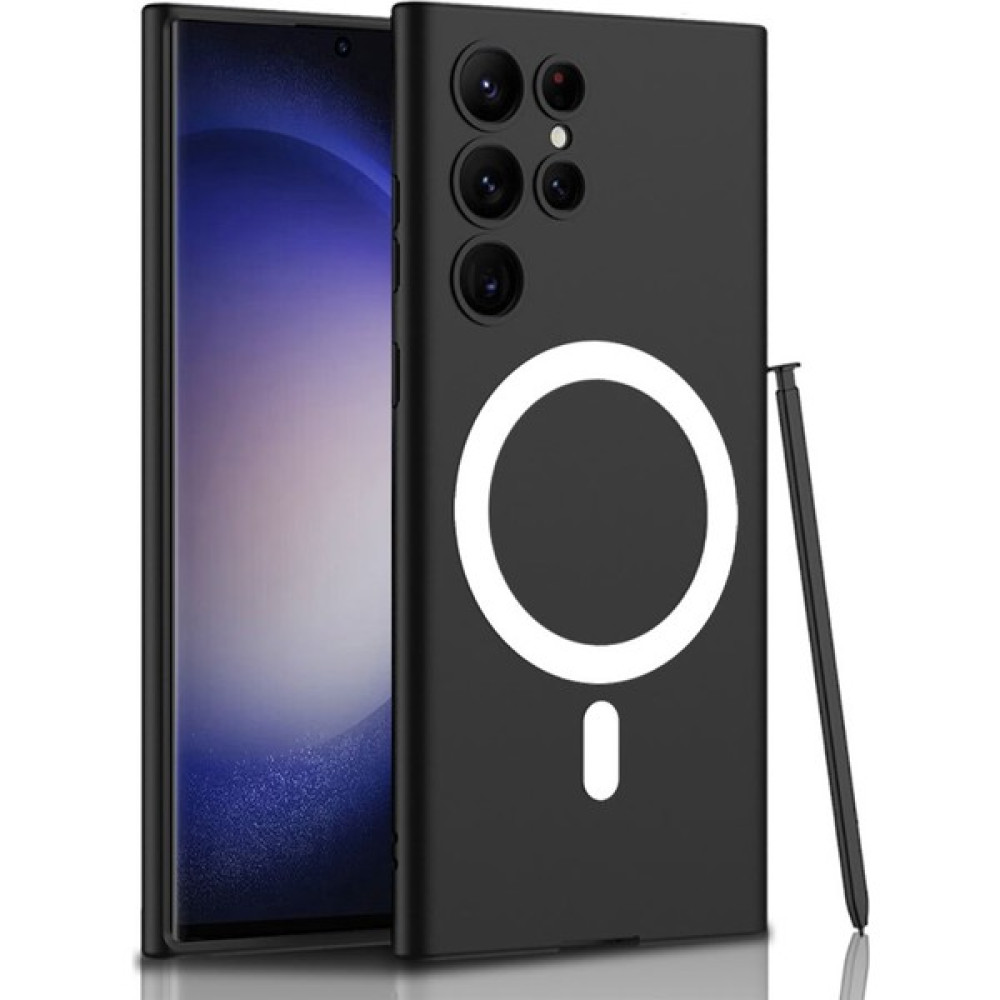 Cep Case Samsung Galaxy S23 Ultra Kılıf Wireless Şarj Özellikli Magsafe Mıknatıslı Ince Zarif Silikon Kapak - Siyah Cep Telefonu Kılıfı Fiyatı