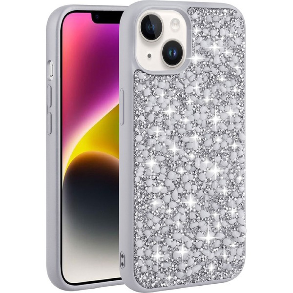 Cep Prime Apple iPhone 13 Kılıf Parlak Taşlı Tasarım Arka Taşlı Yüzeyi Tam Uyumlu Pürüzsüz Linea Kapak - Gümüş Cep Telefonu Kılıfı Fiyatı