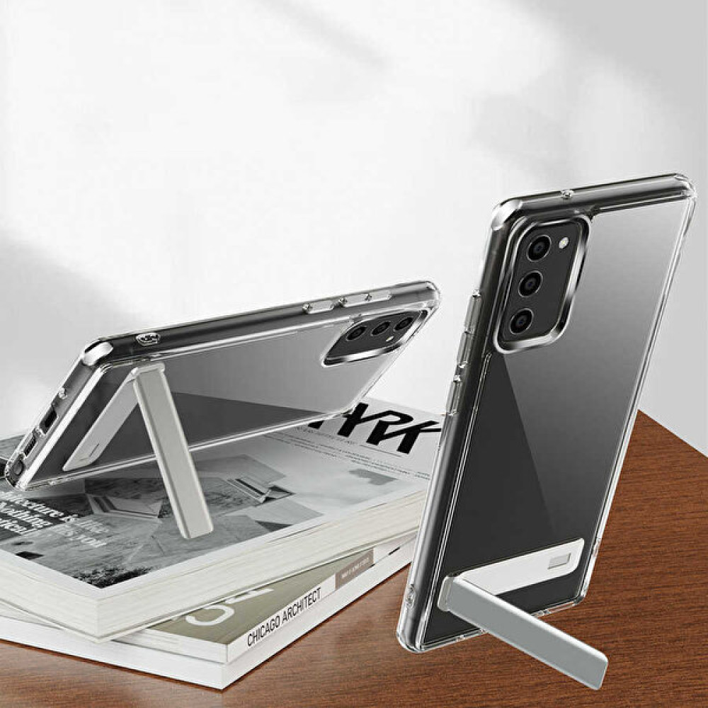 Cep Prime Galaxy S20 Fe Kılıf Standlı Şeffaf Silikon Darbe Emici Airbag Zırh L-Stand Kapak Cep Telefonu Kılıfı Fiyatı