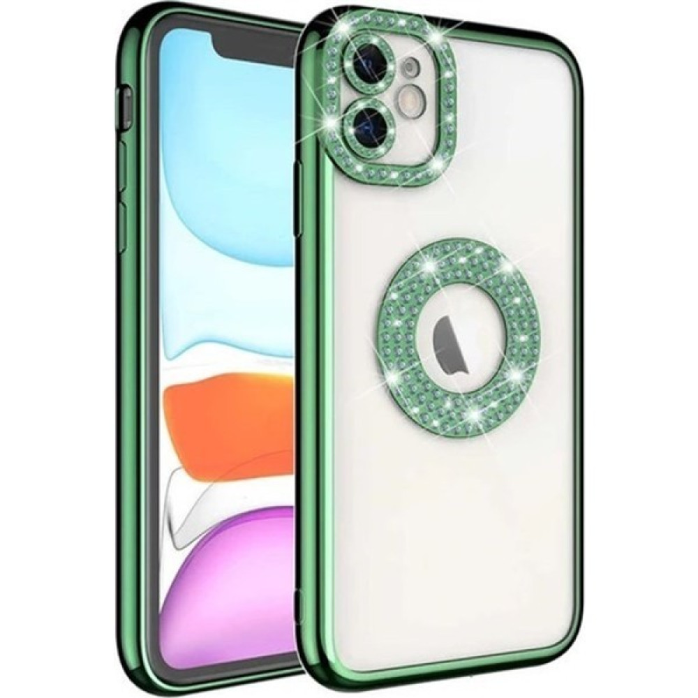 Cepaxesuar iPhone14 Pro Max Kılıf Lens Korumalı Logosu Açık Taşlı Silikon Kapak - iPhone 14 Pro Max - Yeşil Cep Telefonu Kılıfı Fiyatı