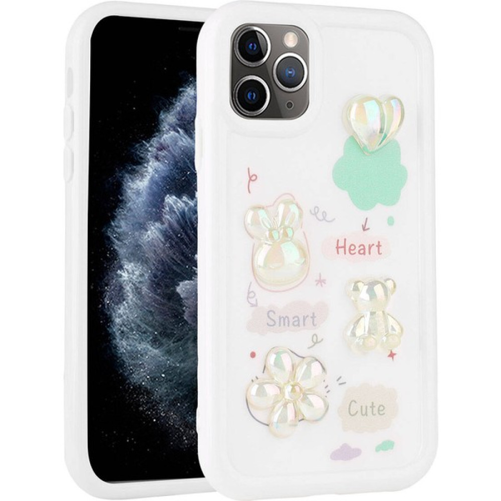 Cepdesin Apple iPhone 11 Pro Max - Uyumlu Kabartma Figürlü Parlak Cepdesin Toys Silikon Kapak-Beyaz - Beyaz Cep Telefonu Kılıfı Fiyatı