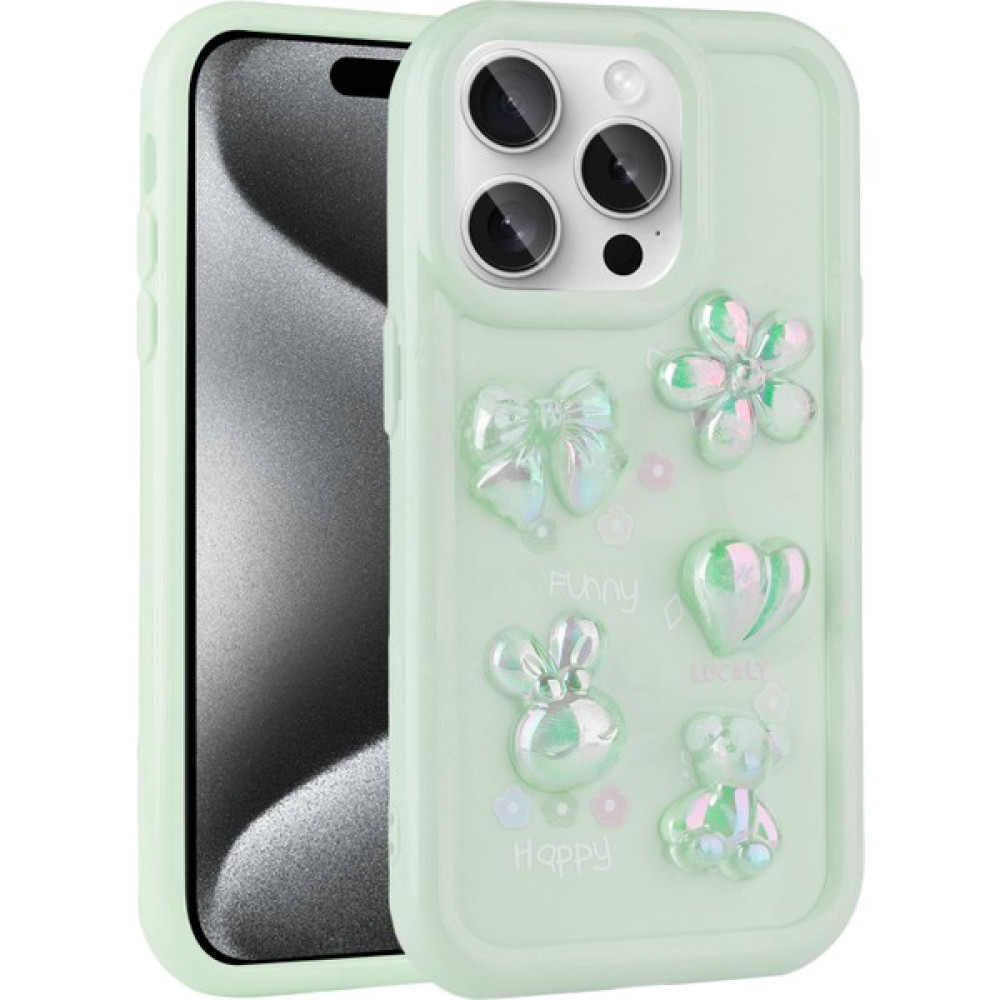Cepdesin iPhone 15 Pro Max - Uyumlu Kabartma Figürlü Parlak Cepdesin Toys Silikon Kapak-Açık Yeşil - Açık Yeşil Cep Telefonu Kılıfı Fiyatı