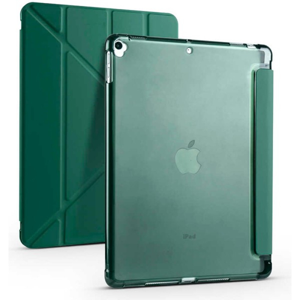 CepLab Apple iPad 9. Nesil 10.2 Inç Kılıf Kalem Bölmeli Silikon Smart Cover Tablet Kılıfı - Koyu Yeşil Tablet Kılıfı Fiyatı