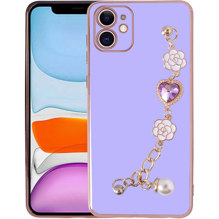 CepLab Ceplab iPhone 11 Kılıf Tutamaçlı Taşlı Lüx Telefon Kılıfı - Mor Cep Telefonu Kılıfı Fiyatı