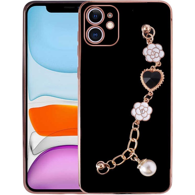 CepLab Ceplab iPhone 11 Kılıf Tutamaçlı Taşlı Lüx Telefon Kılıfı - Siyah Cep Telefonu Kılıfı Fiyatı