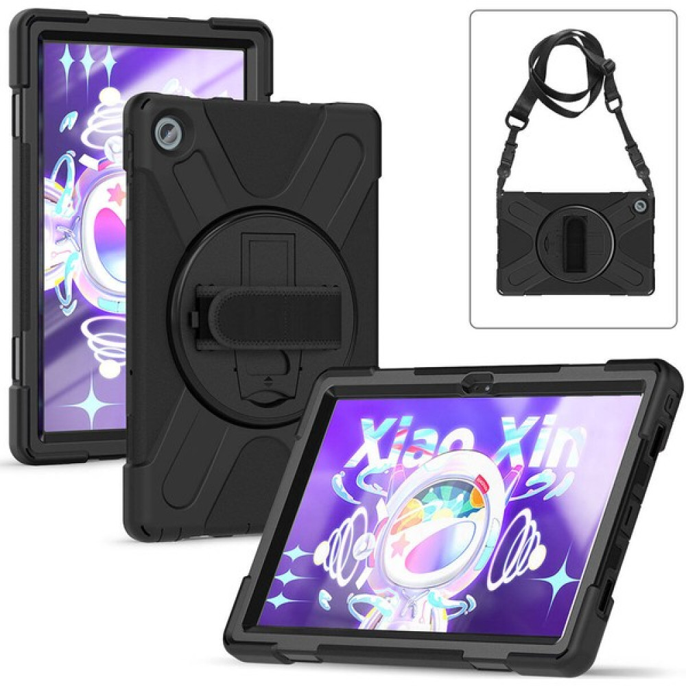 CepLab Lenovo Tab M10 Plus TB-125F/TB128F 3.nesil 10.6 Inç Kılıf Ultra Koruma Zırh Askılı Silikon Tablet Kılıfı - Siyah Tablet Kılıfı Fiyatı
