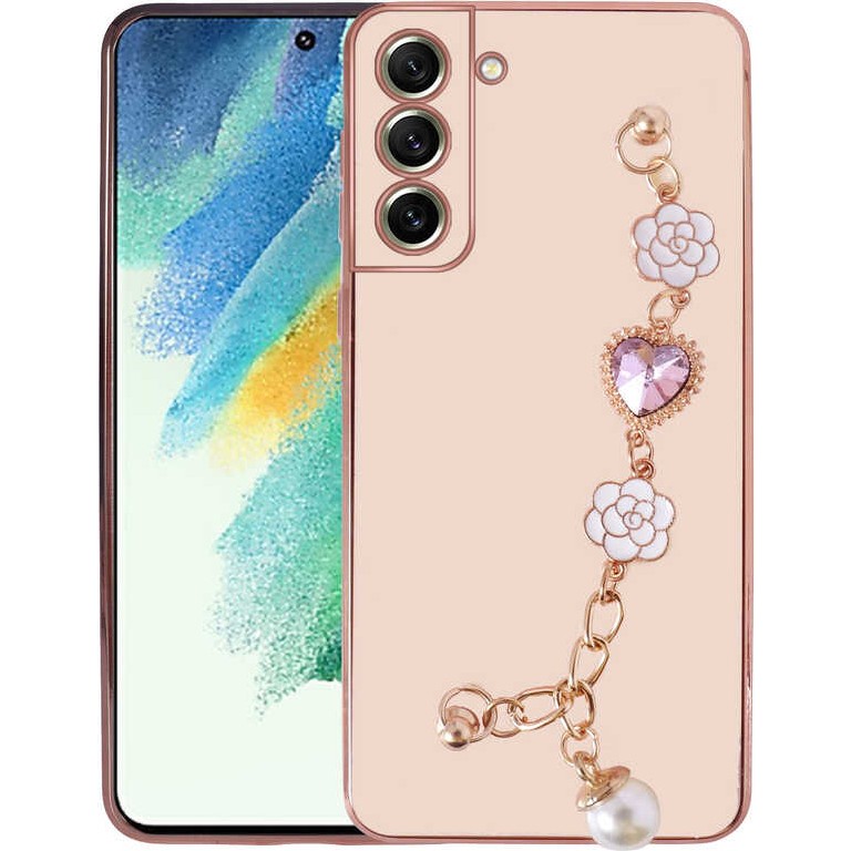 Ceplab Samsung Galaxy S21 Fe Kılıf Tutamaçlı Taşlı Lüx Telefon Kılıfı - Pembe Cep Telefonu Kılıfı Fiyatı