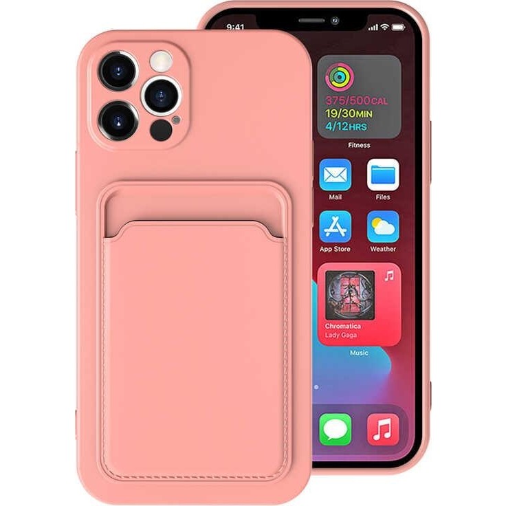 Ceponya Apple iPhone 12 Pro Max Kılıf kartlıklı Silikon Dikişli Deri Görünüm Pembe Cep Telefonu Kılıfı Fiyatı