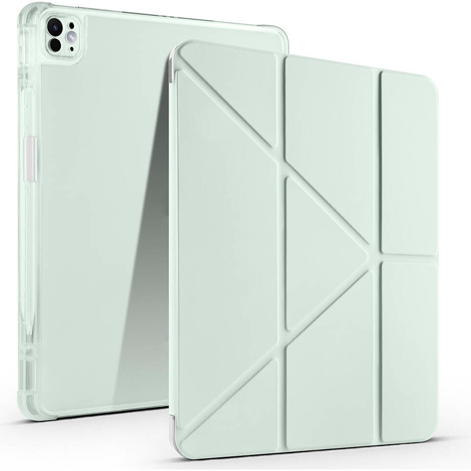 Ceponya iPad Pro 13 2025 M5 Tablet Kılıf Kalem Bölmeli Standlı Lüx Smart Cover - Açık Yeşil Tablet Kılıfı Fiyatı