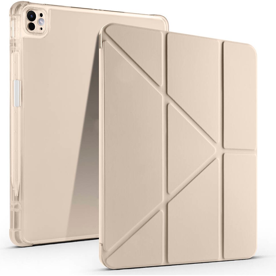 Ceponya iPad Pro 13 2025 M5 Tablet Kılıf Kalem Bölmeli Standlı Lüx Smart Cover - Gold Tablet Kılıfı Fiyatı