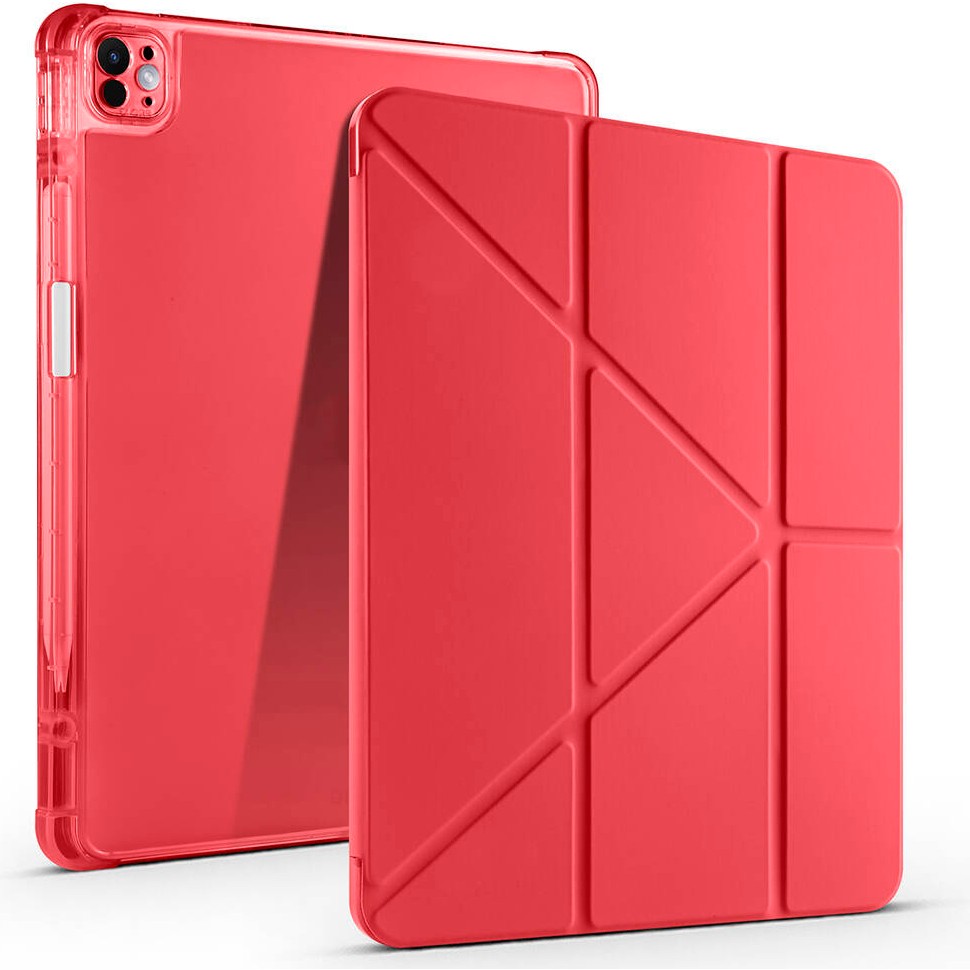 Ceponya iPad Pro 13 2025 M5 Tablet Kılıf Kalem Bölmeli Standlı Lüx Smart Cover - Kırmızı Tablet Kılıfı Fiyatı