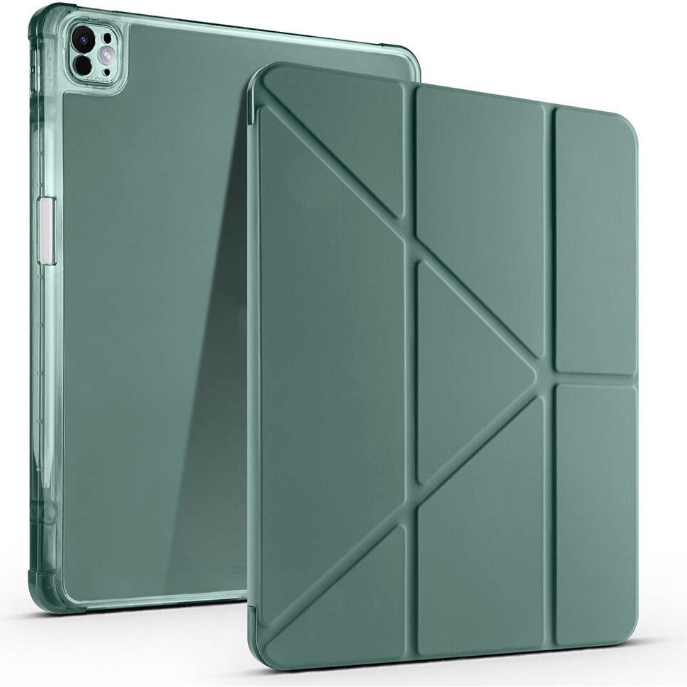 Ceponya iPad Pro 13 2025 M5 Tablet Kılıf Kalem Bölmeli Standlı Lüx Smart Cover - Koyu Yeşil Tablet Kılıfı Fiyatı