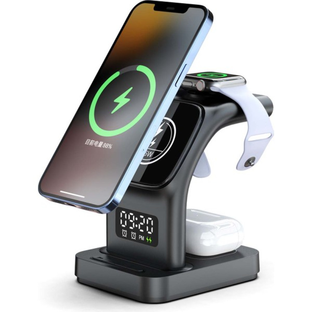 Cepotto 5 In 1 iPhone 14 13 12 Serisi Apple Watch Airpods 20W Magsafe Hızlı Şarj Standı + Alarm Cep Telefonu Şarj Cihazı Fiyatı