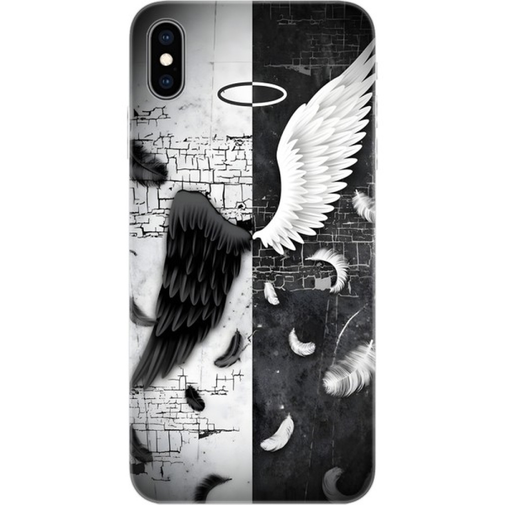 Ceppare Apple iPhone Xs Max Kılıf Desen Baskılı Silikon Melek ve Şeytan STK:715 - Desenli Cep Telefonu Kılıfı Fiyatı