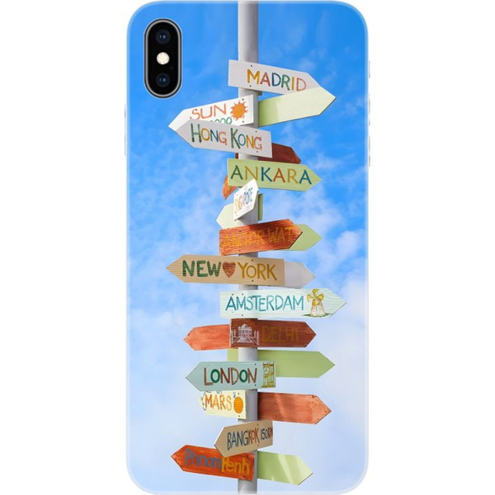 Ceppare Apple iPhone Xs Max Kılıf Desen Baskılı Silikon Şehir Tabelaları STK:703 - Desenli Cep Telefonu Kılıfı Fiyatı