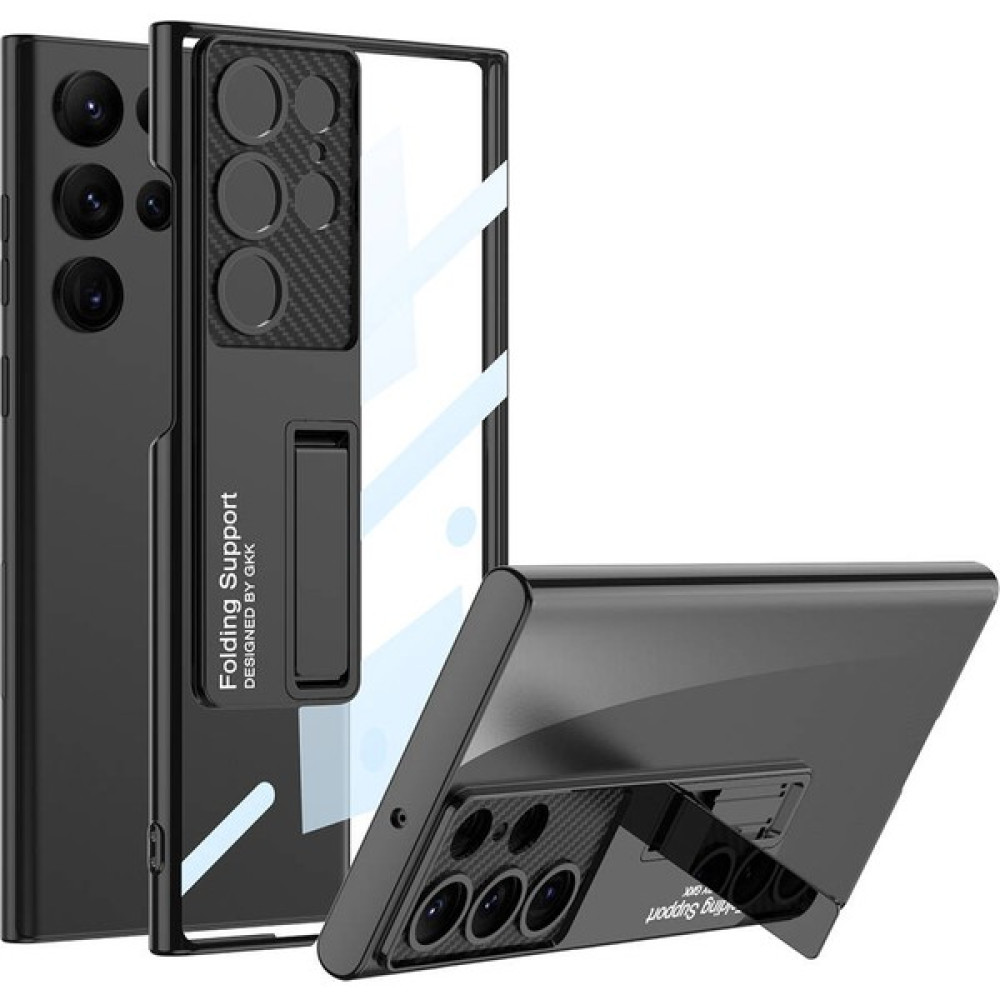 Cepustik Telefon Aksesuarları Galaxy S24 Ultra Kılıf Kamera Korumalı Şeffaf Tasarımlı LEGO Standlı Kılıf - Siyah Cep Telefonu Kılıfı Fiyatı