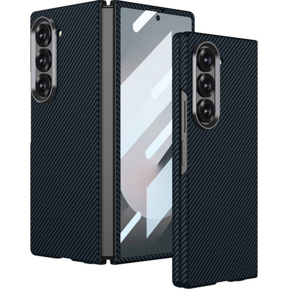 Cepustik Telefon Aksesuarları Samsung Galaxy Z Fold 6 Kılıf Kamera Korumalı Karbon Fiber Tasarımlı Arka Yüzey Kıpta Karbon Kılıf - Lacivert Cep Telefonu Kılıfı Fiyatı