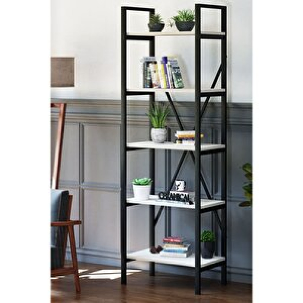 Ceramical Ktp Metal Kitaplık 5 Raflı - 60x180 Cm - Beyaz/siyah Kitaplık Fiyatı