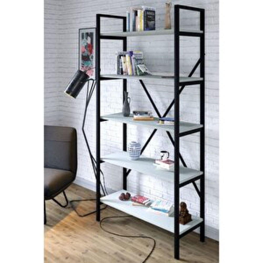 Ceramical Ktp Metal Kitaplık 5 Raflı - 90x180 Cm - Beyaz/siyah Kitaplık Fiyatı