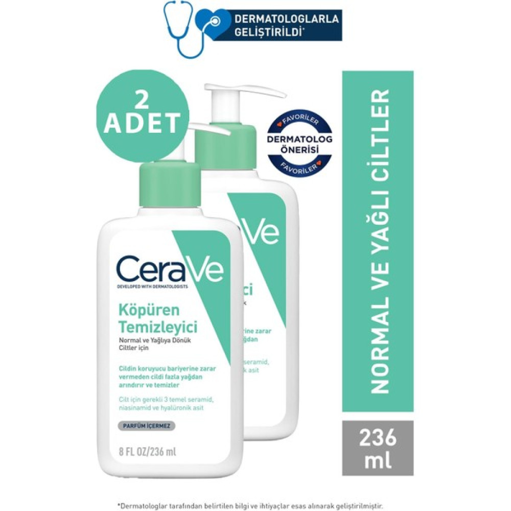 Cerave Foaming Cleanser Normal & Yağlıya Dönük Ciltler Için 236 ml 2 Adet Nemlendiriciler Fiyatı