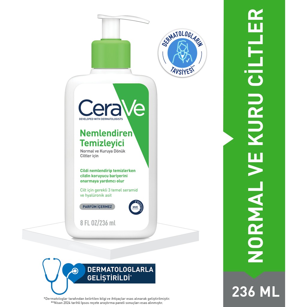 CeraVe Nemlendiren Temizleyici Normal & Kuru Ciltler Yüz Vücut 236 ml Cilt Temizleme ve Peeling Fiyatı
