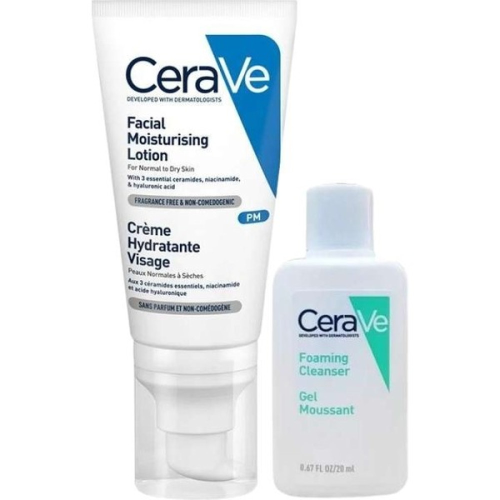 Cerave Nemlendirici Yüz Kremi Normal ve Kuruya Dönük Ciltler Için 52ML + Foaming Cleanser 20ML Hediyeli Nemlendiriciler Fiyatı