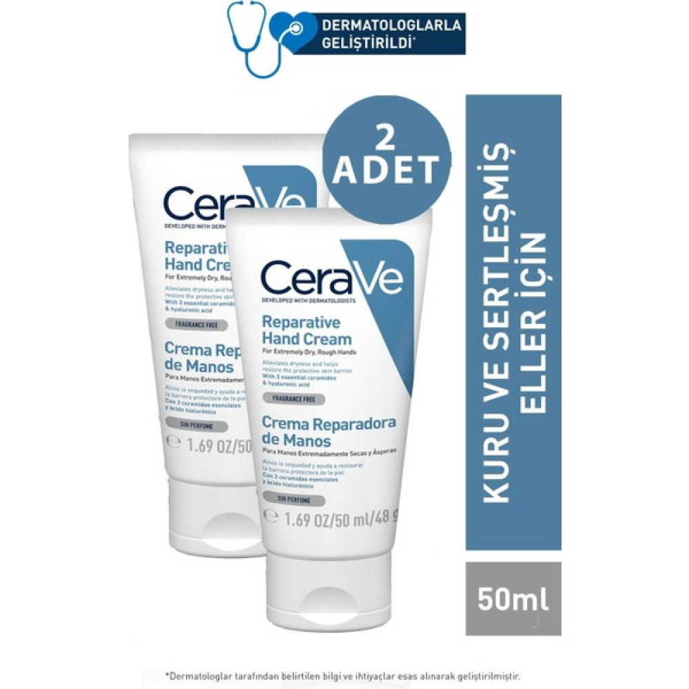 Cerave Reparative Hand Cream Kuru & Sertleşmiş Eller İçin 2 Adet 50 ml El Bakımı Fiyatı