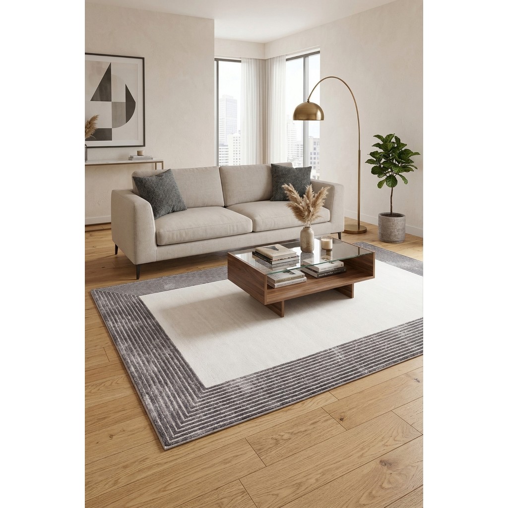 Ceremony Home Modern Tema Gri Oturma Odası Halısı Saçaksız 80 x 150 cm Dokuma Taban - Gri - Krem SSD / Solid State Drive Fiyatı