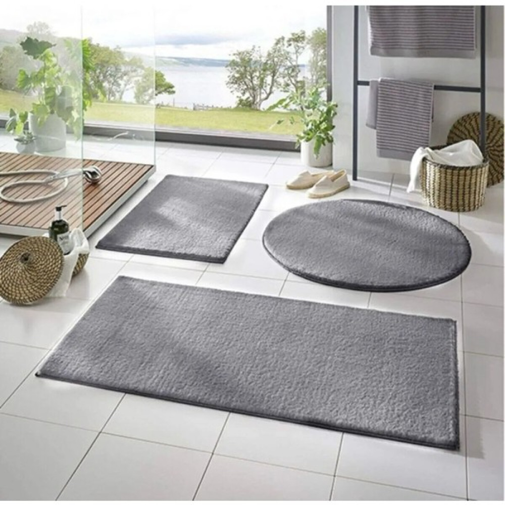 Ceremony Home Sarar 3'lü Jel Kaymaz Taban Post Peluş Banyo Paspas Takımı( 50X50, 50X60, 50X90 ) - Gümüş Klozet Takımı Fiyatı