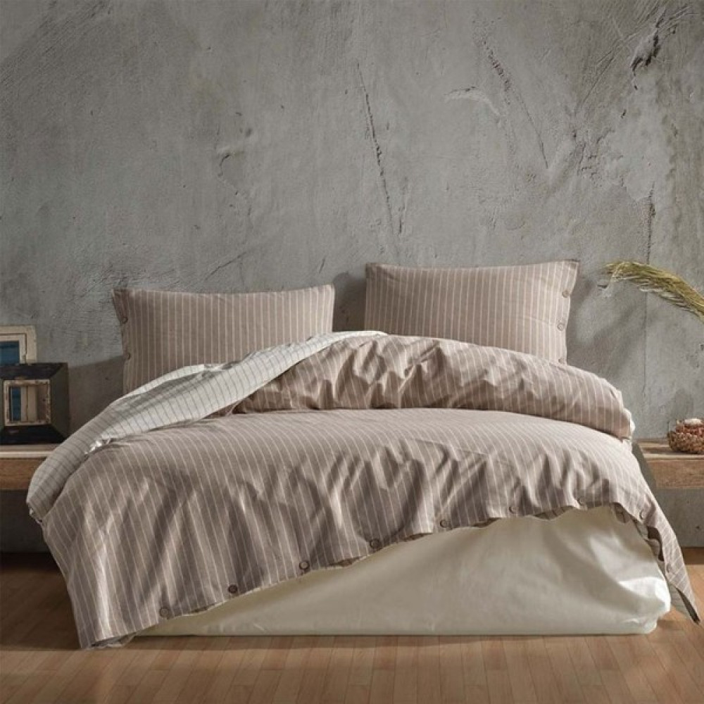 Ceren Clasy Norma Kahve Çift Kişilik Nevresim Takımı - Cappuccino - Krem - 200 x 220 cm Nevresim Takımı Fiyatı